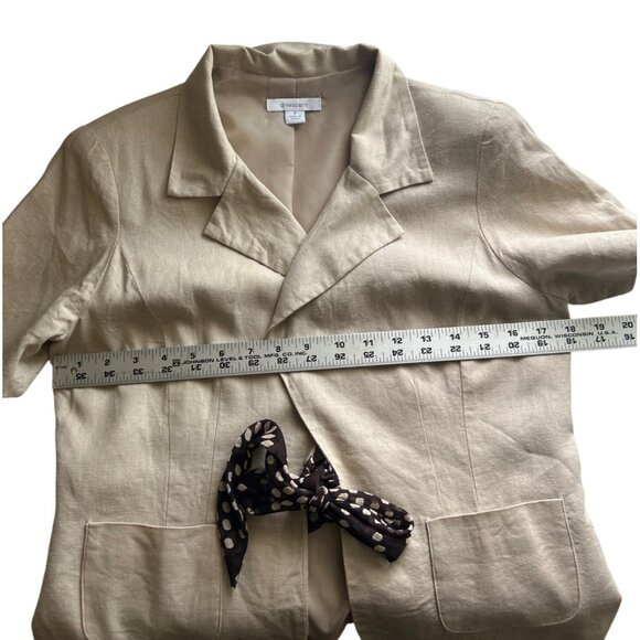 Dress Barn Brown & Beige Polka Dot Maxi Dress With Tan Linen Blend Blazer Sz 8 - Picture 11 of 16